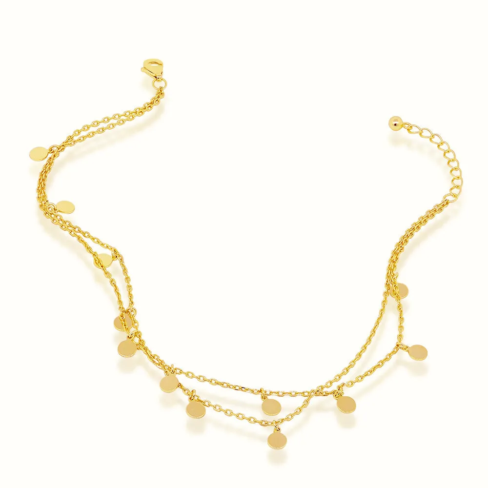 Women's Vermeil Double Chain Mini Coins Anklet