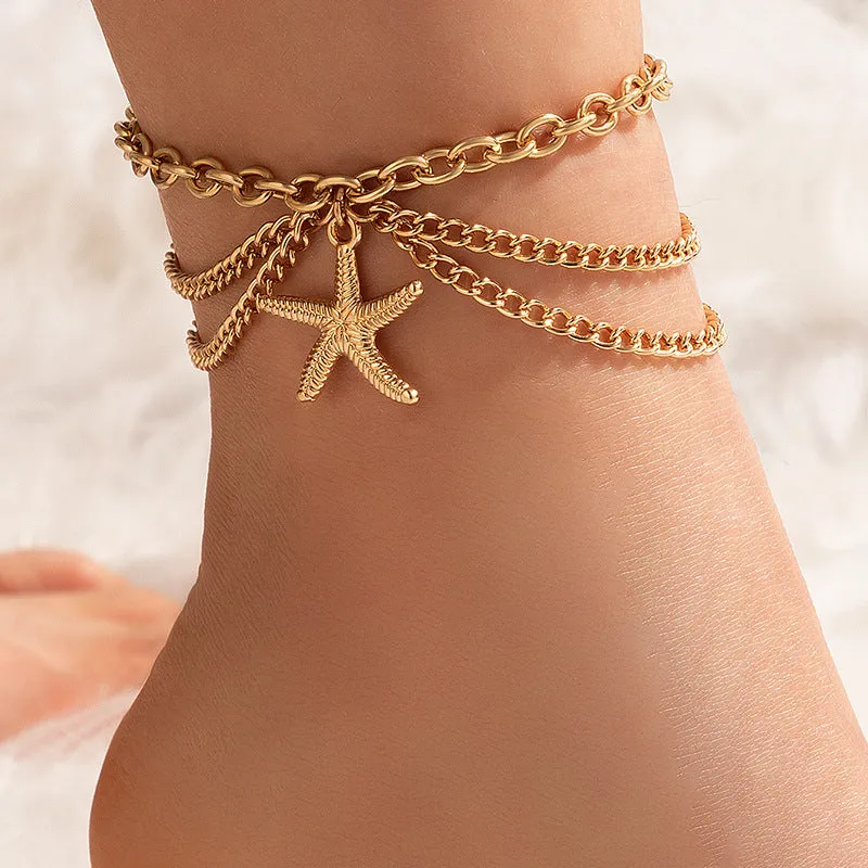 Women's Vintage Alloy Snake Geometric Multilayer Anklet