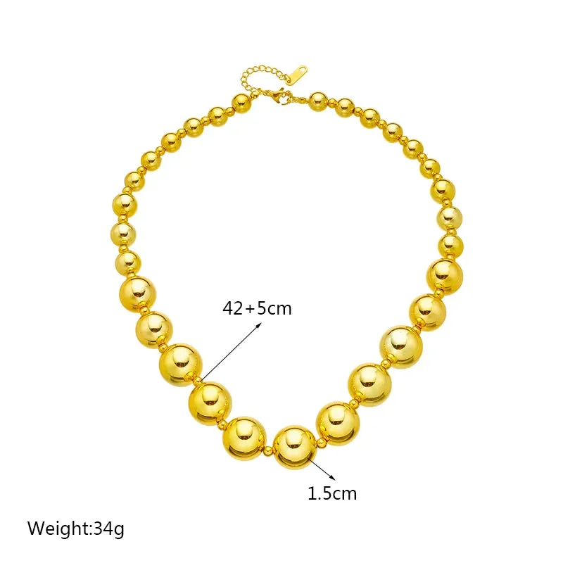 XIYANIKE 316L Stainless Steel Necklace Ball Chain Accessories for Women Trendy Design Simple Elegant Jewelry Collier