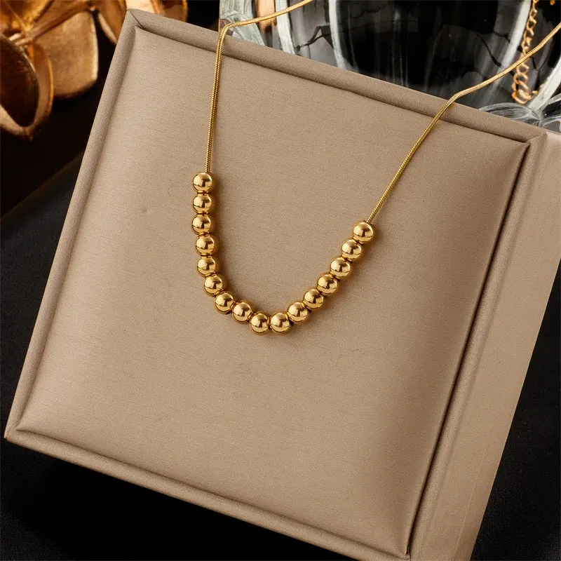 XIYANIKE 316L Stainless Steel Necklace Ball Chain Accessories for Women Trendy Design Simple Elegant Jewelry Collier