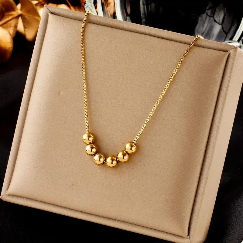 XIYANIKE 316L Stainless Steel Necklace Ball Chain Accessories for Women Trendy Design Simple Elegant Jewelry Collier