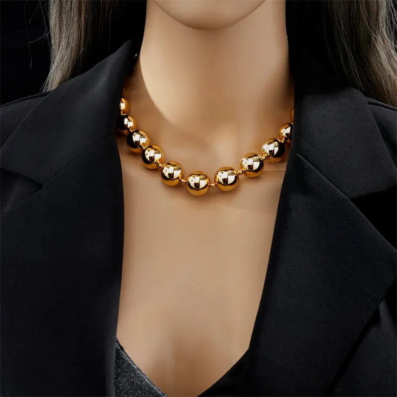 XIYANIKE 316L Stainless Steel Necklace Ball Chain Accessories for Women Trendy Design Simple Elegant Jewelry Collier