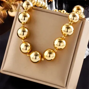 XIYANIKE 316L Stainless Steel Necklace Ball Chain Accessories for Women Trendy Design Simple Elegant Jewelry Collier