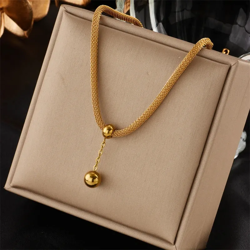 XIYANIKE 316L Stainless Steel Necklace Ball Chain Accessories for Women Trendy Design Simple Elegant Jewelry Collier