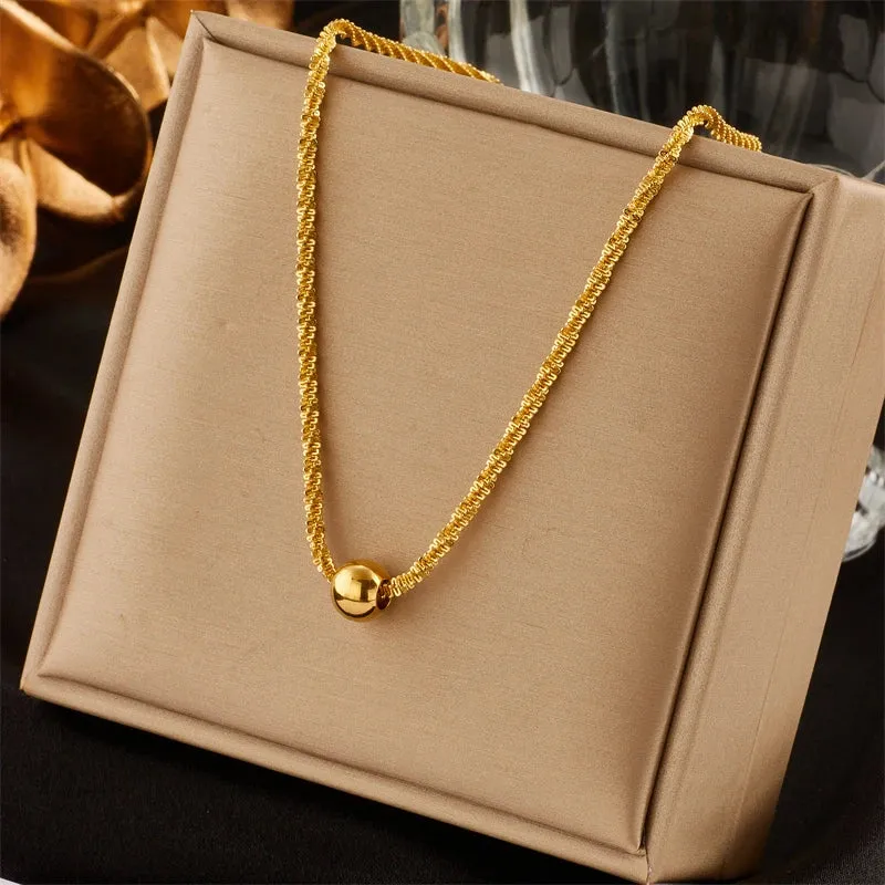 XIYANIKE 316L Stainless Steel Necklace Ball Chain Accessories for Women Trendy Design Simple Elegant Jewelry Collier
