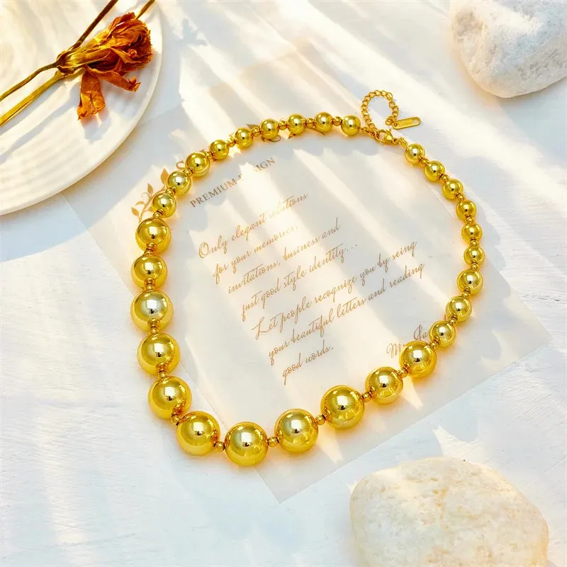 XIYANIKE 316L Stainless Steel Necklace Ball Chain Accessories for Women Trendy Design Simple Elegant Jewelry Collier