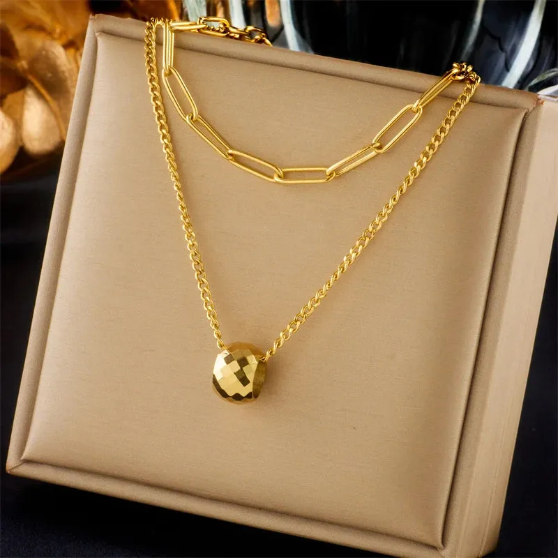 XIYANIKE 316L Stainless Steel Necklace Ball Chain Accessories for Women Trendy Design Simple Elegant Jewelry Collier