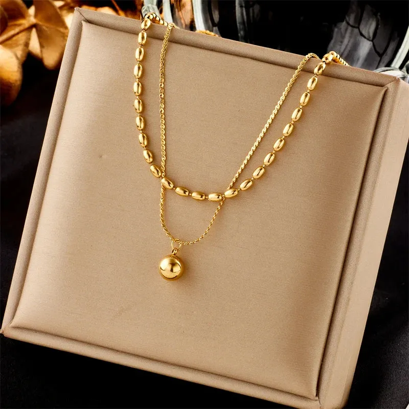 XIYANIKE 316L Stainless Steel Necklace Ball Chain Accessories for Women Trendy Design Simple Elegant Jewelry Collier