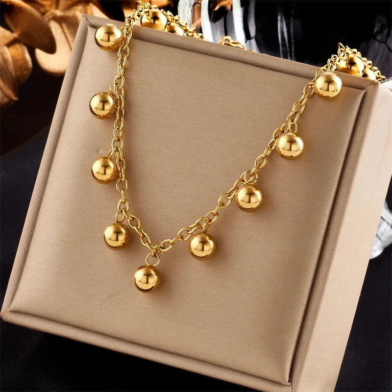XIYANIKE 316L Stainless Steel Necklace Ball Chain Accessories for Women Trendy Design Simple Elegant Jewelry Collier