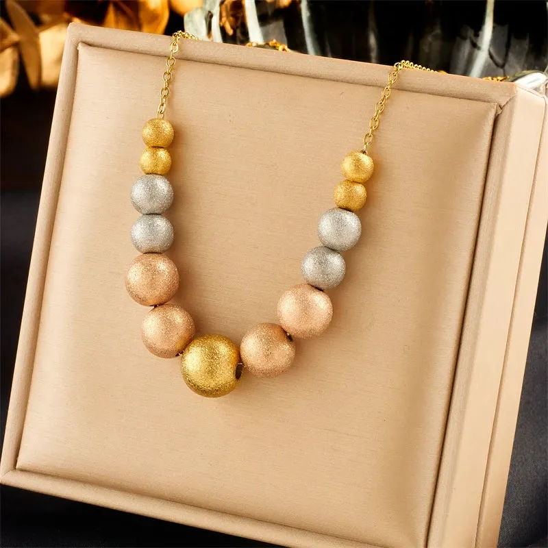 XIYANIKE 316L Stainless Steel Necklace Ball Chain Accessories for Women Trendy Design Simple Elegant Jewelry Collier